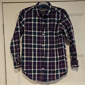 EUC GAP Boy's Purple and Blue Plaid Button Down Shirt